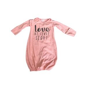 Baby Girl Sleep Gown 3-6M‎ Size 70 Pink Love at First Sight Cotton Nightgown
